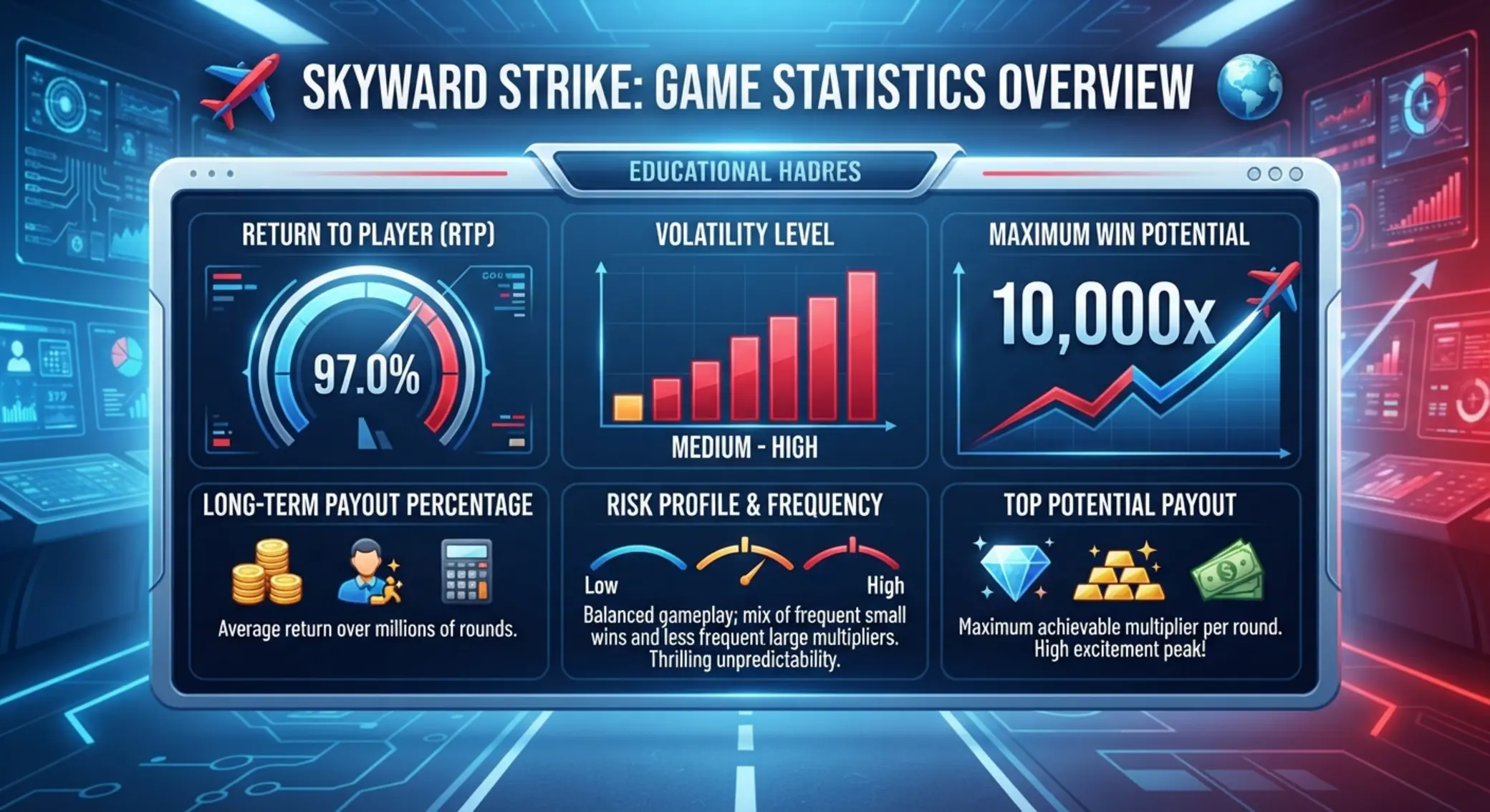 Infografika RTP-ről, volatilitásról és max win fogalmakról