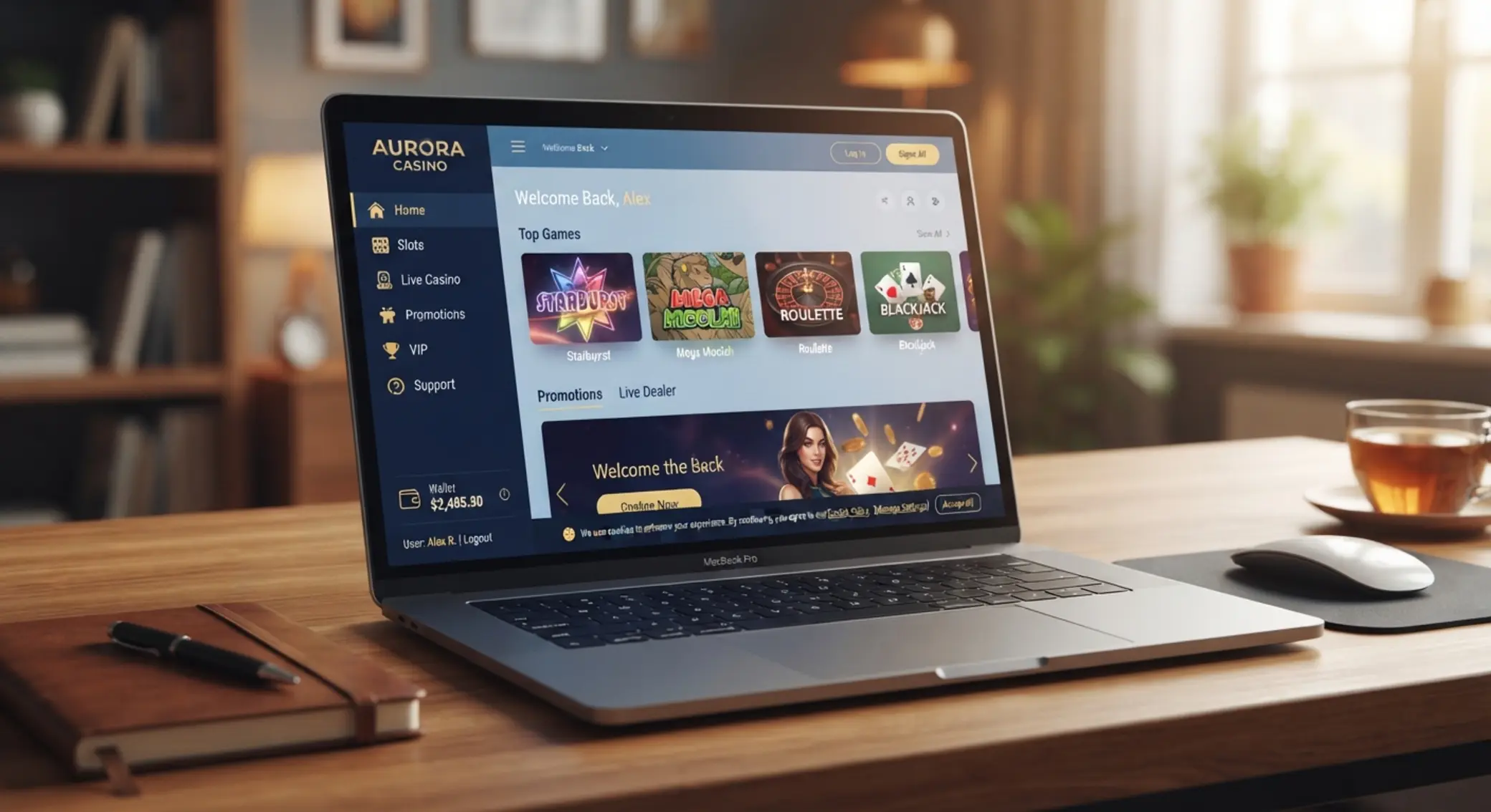 Online kaszinó felület sütiértesítéssel