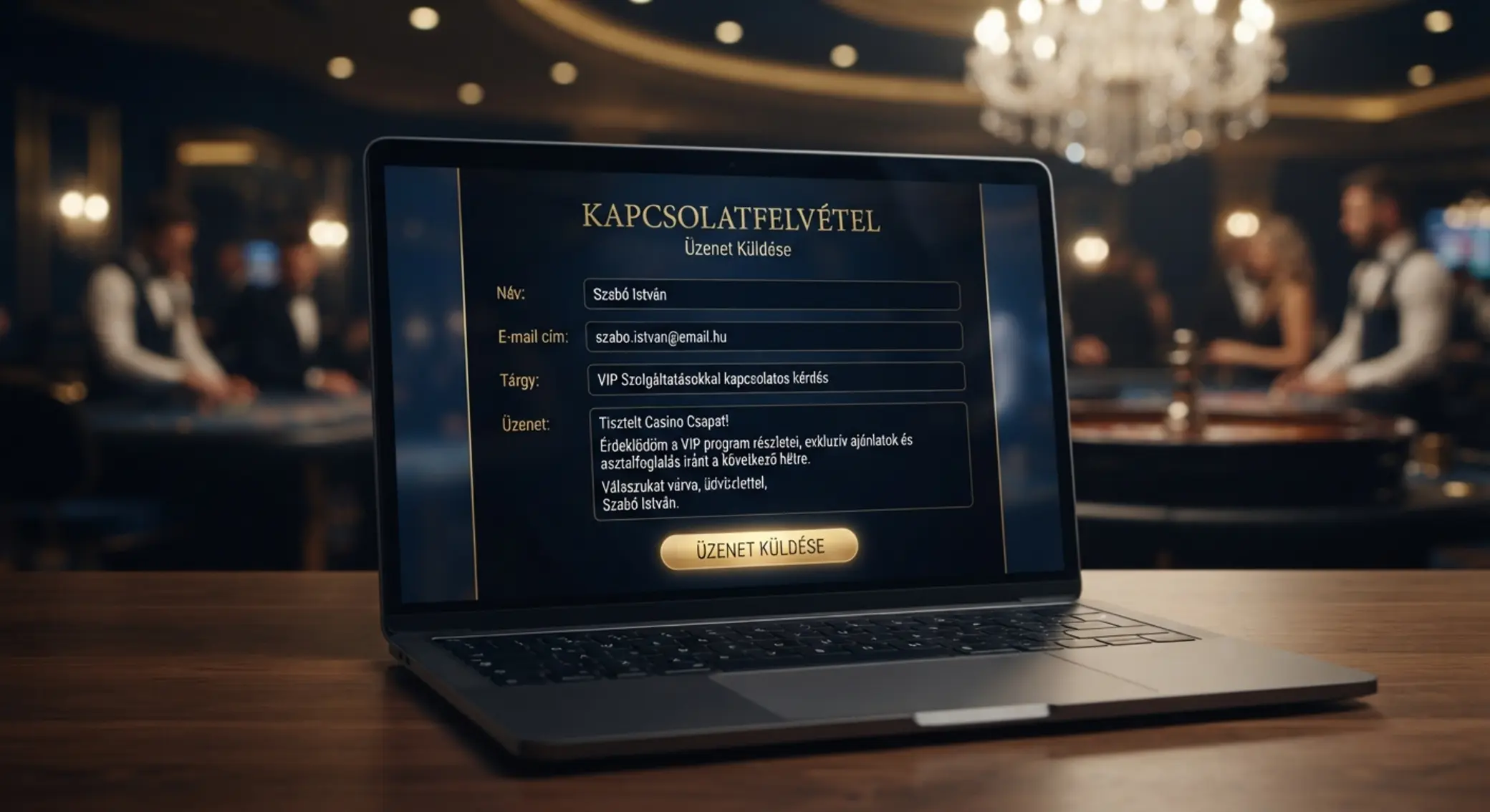 Kitöltött kapcsolatfelvételi űrlap magyar mezőkkel