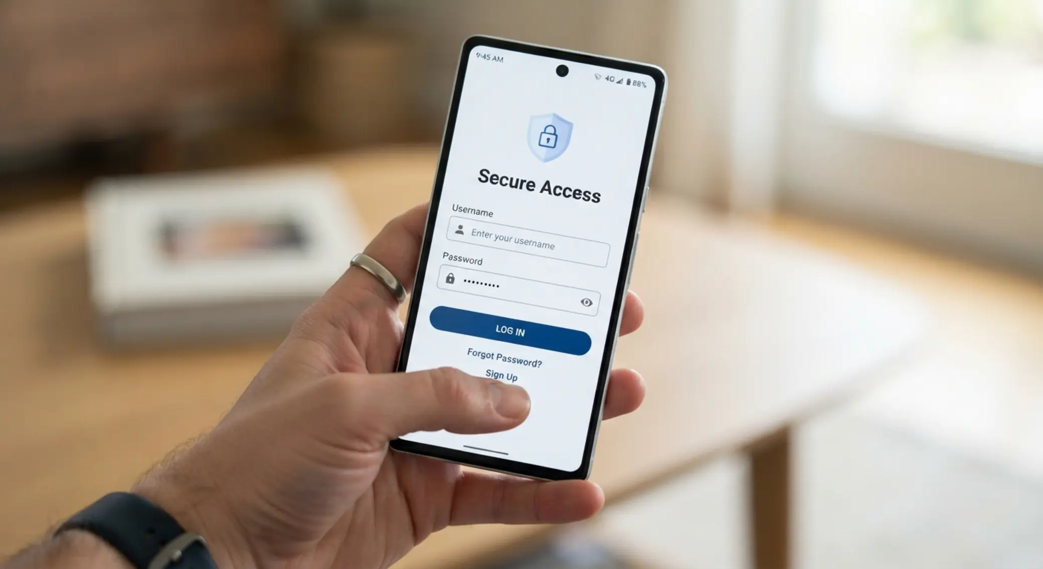 Mobil online kaszinó login illusztráció Mobiltelefonos kaszinó belépés kézben tartott készüléken