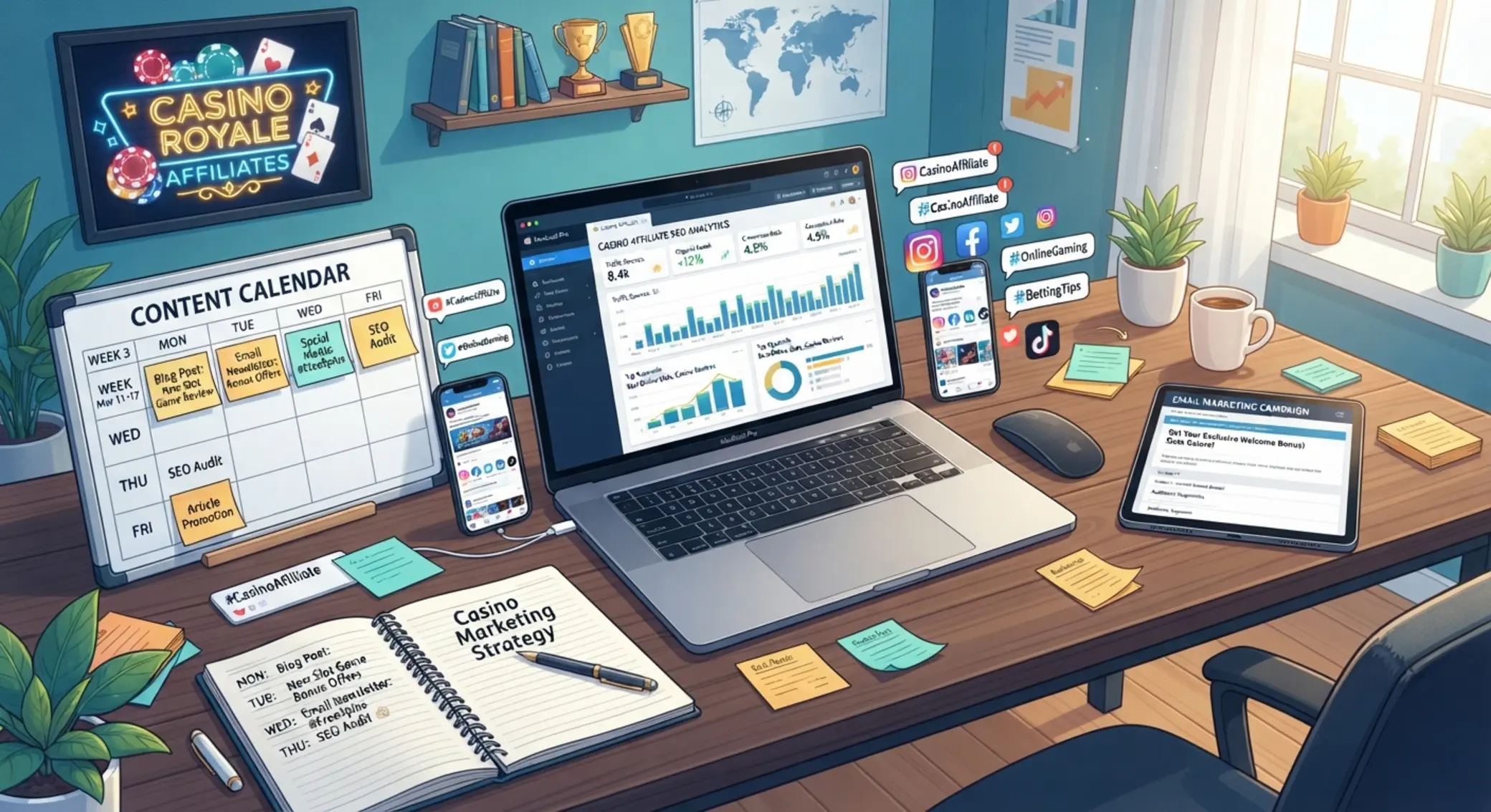 Online marketing munkafolyamat kaszinó affiliate számára